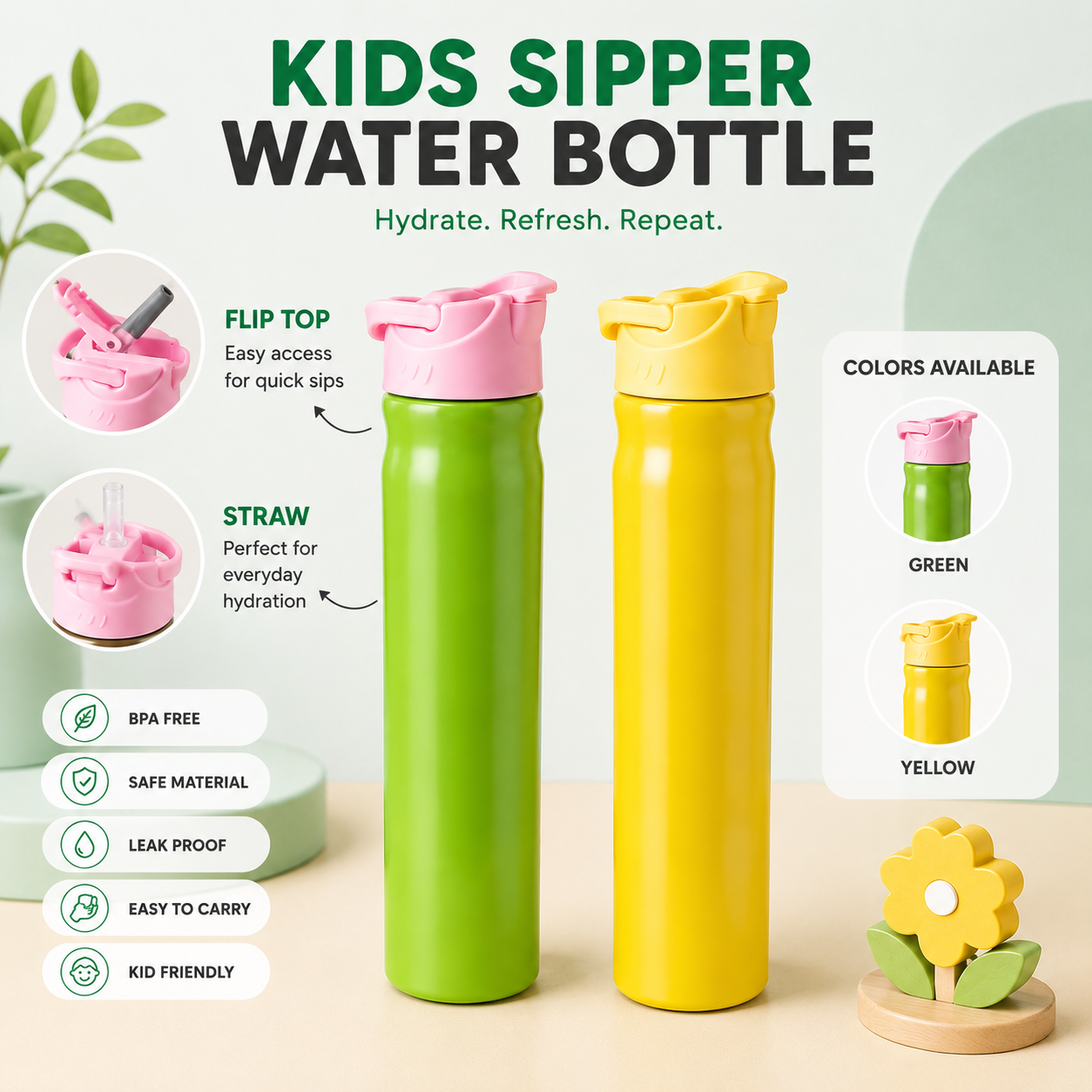 HydroSlim Kids Stainless Steel Sipper – 750 ML